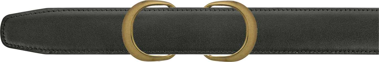 Men's Black Leather Double Loop Belt