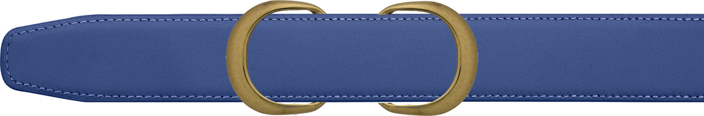 Women's Blue Leather Double Loop Belt