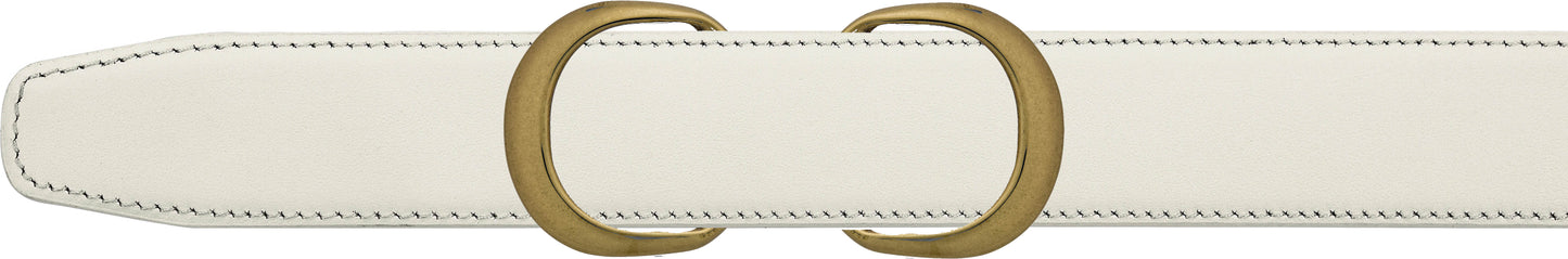 Women's Ivory Leather Double Loop Belt