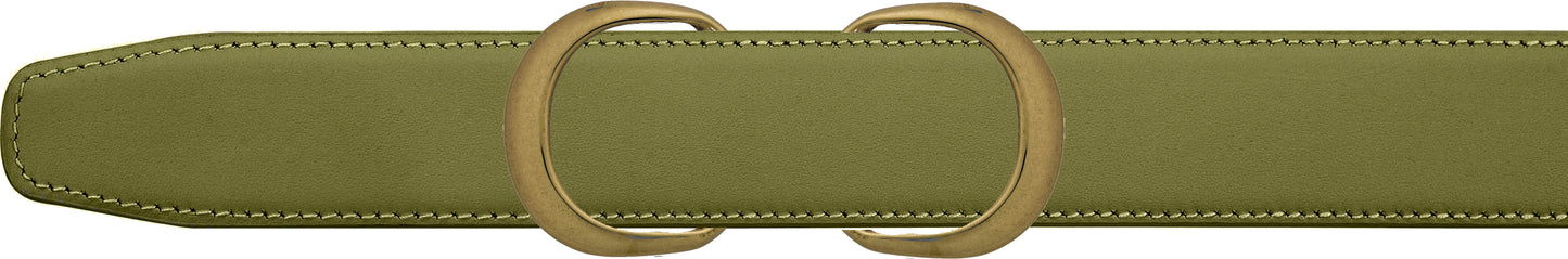 Men's Olive Leather Double Loop Belt