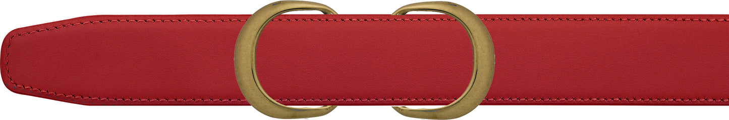 Women's Red Leather Double Loop Belt