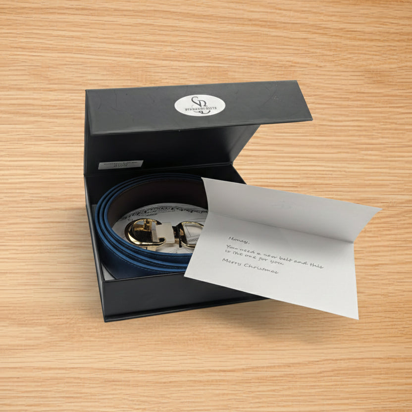 Men's Red Leather Double Loop Belt